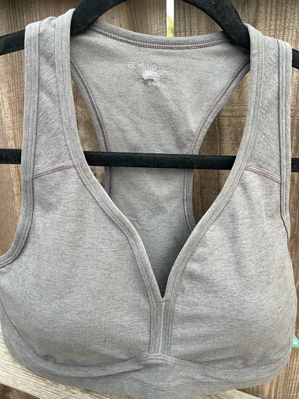 Beyond Yoga Spacedye Lift Your Spirits Bra True Gray Heather Yoga Athleisure L